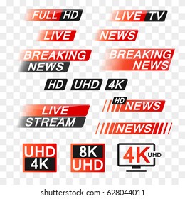 News and tv interface labels 