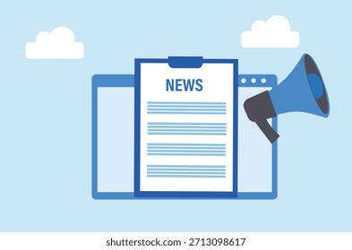 Actualizar de Noticias y concepto de anuncio Ilustración vectorial
