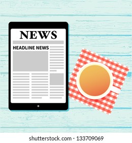 News update morning routine with coffee