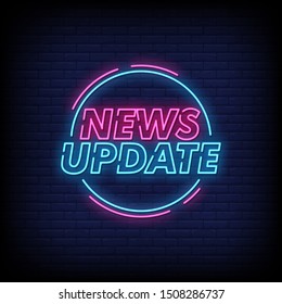 News Update Neon Signs Style Text Vector