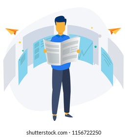 News update, online news, newspaper, news website flat vector illustration. Webpage, information about events, company information and announcements