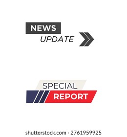 News Update and Special Report Label Silhouette Collection ,Set Isolated on White Background