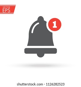 News and updates symbol, Alarm, service bell, handbell sign. Notification icon vector, material design, Social Media element, User Interface sign, EPS, UI, Image, Illustration. New message.