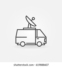 News van icon. Vector minimal outside broadcasting van sign or logo element in thin line style