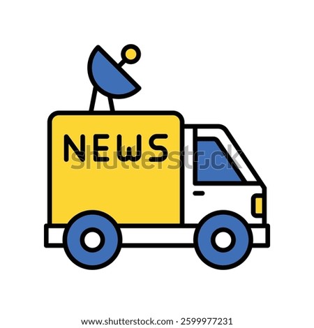 News Van vector filled outline icon. EPS 10 file