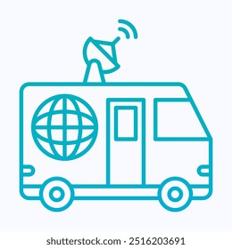 news van vector icon, Media Van, Isolated Lineal Gradient Vector Icon.