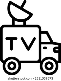 Elemento de icono de línea de Vector de furgoneta de Noticias