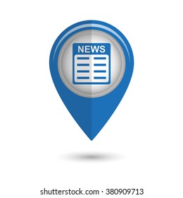 news - vector icon;  blue map pointer