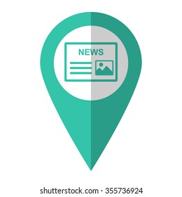 news - vector icon;  green map pointer
