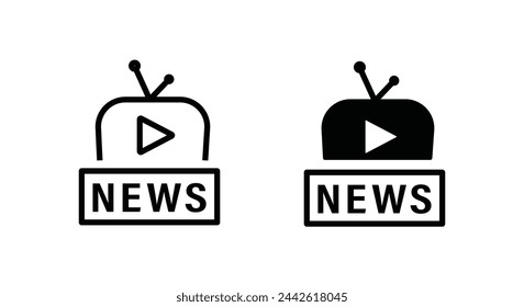 News vector icon. News line and flat icons set, editable stroke isolated on white, linear vector outline illustration, symbol logo design style