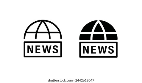 Icono de vector de noticias. Conjunto de iconos de línea de noticias y planos, trazo editable aislado en blanco, ilustración lineal de contorno vectorial, estilo de diseño de logotipo de símbolo