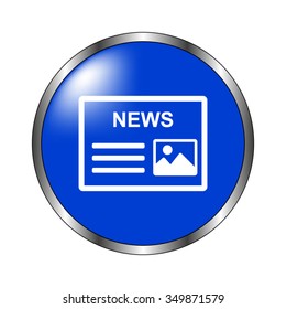 news - vector icon on the blue buton