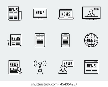 News vector icon set in thin line style