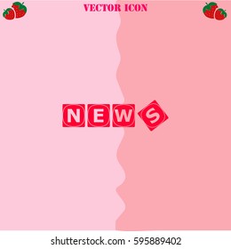 News vector  icon. Strawberry Background.