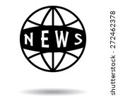 News vector icon. World globe symbol. with shadow