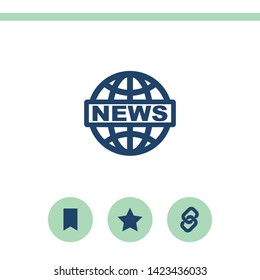 News vector icon. World globe symbol.  Classic flat style. Quality design element.