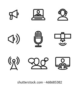 news vector icons. Simple illustration set of 9 news elements, editable icons, can be used in logo, UI and web design