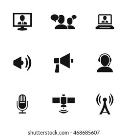 news vector icons. Simple illustration set of 9 news elements, editable icons, can be used in logo, UI and web design