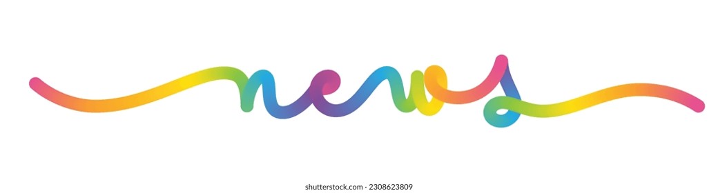 NEWS vector monoline calligraphy banner with colorful gradient
