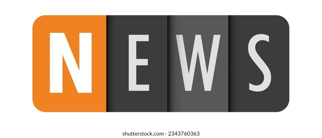 NEWS vector typography banner with initial letter highlighted in orange
