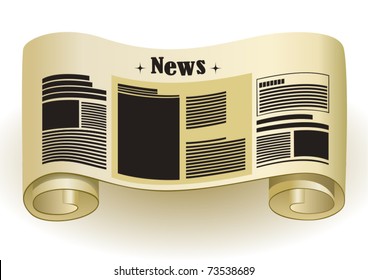 NEWS - Vintage paper scroll, vector illustration