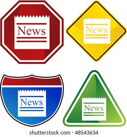 Botón web de noticias aislado en el fondo