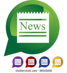 Botón web de noticias aislado en el fondo
