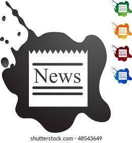 Botón web de noticias aislado en el fondo