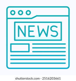 news web page vector icon, News portal website wireframe interface. Isolated Lineal Gradient Vector Icon.