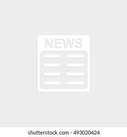 news - white vector  icon with shadow