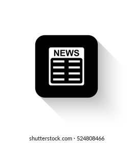 news - white vector  icon with shadow