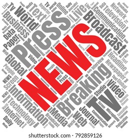 News Word Cloud. Breaking News Vector Collage Made of Popular Tags