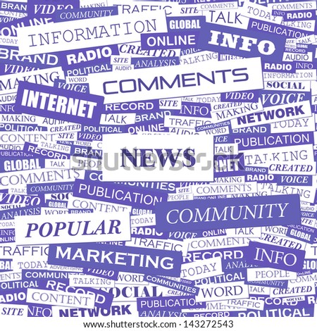 NEWS. Word cloud concept illustration. 