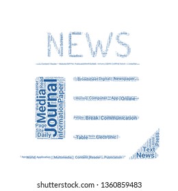 news word cloud. tag cloud about news.