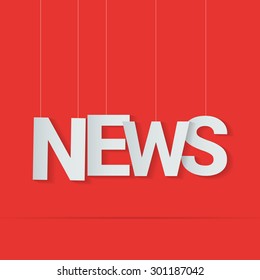 News word hanged on strings. Vector illustration