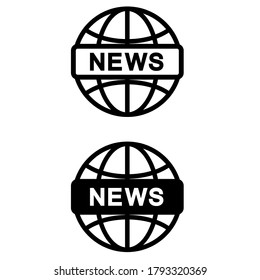 News world globe vector icon set. Web news letter and app illustration sign collection.