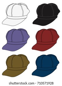 newsboy cap illustration /  color variations