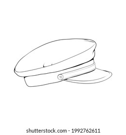 newsboy cap outline drawing vector, newsboy cap in a sketch style, newsboy cap trainers template outline, vector Illustration.