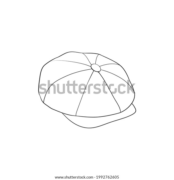 Newsboy Cap Outline Drawing Vector Newsboy Stock Vector (Royalty Free) 1992762605