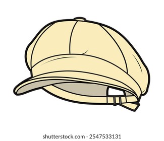  Newsboy cap vector template technical drawing.