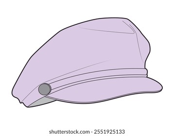 Newsboy caps design technical flat sketch vector mockup template.