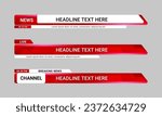 Newscast lower third banner vector. Set of lower third bar templates for breaking news, sports news on television, video and media online