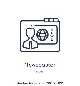newscaster icon from web outline collection. Thin line newscaster icon isolated on white background.