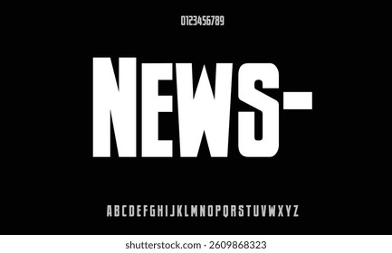 Newsflash BB vector font alphabet with numbers