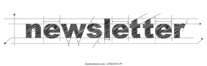 ANUNCIO de tipografía de texto de borrador de Vector negro sobre fondo blanco