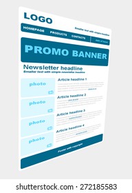 Newsletter blue template with business style