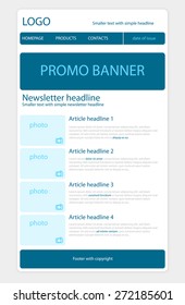 Newsletter blue template with business style