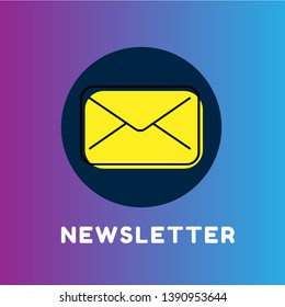 newsletter cocncept banner with enveope. flat design