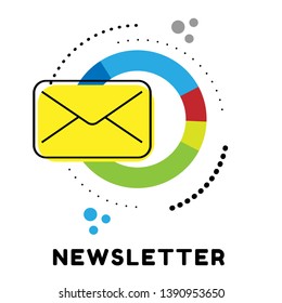 newsletter cocncept banner with enveope. flat design