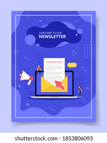 newsletter concept with email and laptop for template of banners, flyer, books cover, magazines with liquid shape style